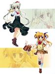  absurdres blonde_hair einhart_stratos fujima_takuya full_body grey_hair heterochromia highres lyrical_nanoha mahou_shoujo_lyrical_nanoha_vivid multiple_girls scan twintails vivio 