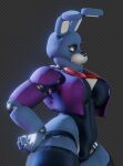 2026 3d_(artwork) animatronic anthro atumalaca big_breasts black_clothing black_legwear black_leotard black_thigh_highs blue_body bonnie_(fnaf) breasts camel_toe clothed clothed_anthro clothed_female clothing crossgender digital_media_(artwork) female five_nights_at_freddy's jacket lagomorph legwear leotard leporid machine mammal mtf_crossgender purple_clothing purple_jacket purple_topwear rabbit red_eyes robot scottgames solo thick_thighs thigh_highs topwear wide_hips
