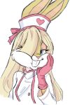 2:3 anthro blonde_hair buckteeth clothed clothing coat female gloves hair handwear hi_res jay_vik lab_coat lagomorph leporid lola_bunny looney_tunes mammal nurse rabbit solo teeth topwear warner_brothers