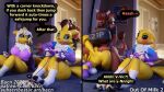16:9 2026 3d_(artwork) 4k absurd_res anthro bacn bandai_namco bent_over big_breasts blender_(artwork) blender_cycles_(artwork) blush bovid bovine breasts brother_(lore) brother_and_sister_(lore) canid canine claws clothed clothed_sex clothing comic detailed_background dialogue digimon digimon_(species) digital_media_(artwork) english_description english_text female fingers fishnet_clothing fishnet_topwear fox from_behind_position fully_clothed gaming group gynomorph gynomorph/female hair hi_res huge_breasts intersex intersex/female male mammal open_mouth partially_clothed penetration playing_video_game renamon renamon_(bacn) renny_(bacn) sex sibling_(lore) sister_(lore) sitting smile speech_bubble surprise_sex surprised tail text tongue tongue_out topwear trio undressing vic_(bacn) white_body widescreen yellow_body