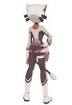  1girl animal_ears anime_coloring arm_at_side belt boots facing_away fake_animal_ears fake_tail from_behind full_body gloves gun hand_on_own_hip helmet highres magical_girl mahou_shoujo_ikusei_keikaku mahou_shoujo_ikusei_keikaku_restart official_art second-party_source simple_background solo spacesuit standing tail transparent_background weapon yumenoshima_genopsycho 