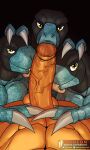 3:5 3_fingers abs anthro balaclava bandai_namco big_penis bodily_fluids claws commandramon digimon digimon_(species) digital_camo erection fingers first_person_view foreskin genitals glans group group_sex hi_res huge_penis humanoid_genitalia humanoid_penis iudicium86 male male/male male_pov mask muscular oral penis retracted_foreskin saliva sex triple_oral vein veiny_penis wargreymon yellow_eyes
