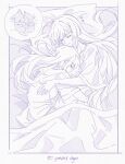  2girls absurdres animalization cho_kaguya-hime! closed_eyes closed_mouth commentary cuddling greyscale haiyuan182 highres hug long_hair monochrome multiple_girls runami_yachiyo sakayori_iroha shirt sleeping speech_bubble thick_eyebrows thought_bubble under_covers yuri 