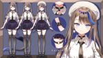  1girl airi_kanna airi_kanna_(2nd_costume) anmi beret black_choker black_necktie black_shoes black_skirt black_thighhighs blue_eyes blue_streaks breasts brown_hair choker collared_shirt dragon_girl dragon_horns dragon_tail earrings eastern_dragon_horns eastern_dragon_tail hat highres horns jewelry medium_breasts multicolored_hair necktie o-ring o-ring_thigh_strap official_alternate_costume official_alternate_hairstyle official_art pleated_skirt purple_streaks shirt shoes skirt standing stellive straight_hair streaked_hair tachi-e tail thigh_strap thighhighs virtual_youtuber white_hat white_shirt 