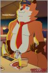 2:3 accessory alcohol anthro asking beverage blush canid canine chastity_cage chastity_device chastity_strap clothing digcitrus embarrassed fox foxfield_railway fur genitals hat hat_only headgear headgear_only headwear headwear_only hi_res light male mammal metal_chastity_cage mostly_nude necktie nude_anthro orange_body orange_fur penis pink_penis public public_nudity public_transportation reg_the_railway_fox septenmber solo sunlight sunset train vehicle white_body white_fur