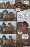 ativo blue_eyes blue_markings bone_frill brown_body centrosaurine ceratopsian ceratopsid comic dialogue digital_media_(artwork) dinosaur english_text female feral frill_(anatomy) frown gorgosaurus green_eyes grey_body group half-closed_eyes hi_res iguanodontian lying male marginocephalian markings narrowed_eyes open_mouth orange_eyes orange_markings ornithischian ornithopod outside pachyrhinosaurus prehistoric_species reptile rory_(therbis) saurischian scalie sesha_(therbis) smile speech_bubble spikes tail tan_body tenontosaurus text therbis theropod typhon_(therbis) tyrannosaurid tyrannosauroid url waking_up yellow_eyes