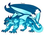 2023 ambiguous_gender claws dragon european_mythology feral fin hi_res horn looking_at_viewer markings mythological_creature mythological_scalie mythology open_wings scalie scarlet_fennec seawing_(wof) sharp_teeth smile solo teeth tsunami_(wof) western_dragon wings_of_fire