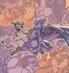 acai_(kariacai) anal anal_penetration anthro backsack ball_tuft balls big_butt black_sclera blue_claws blue_horn blue_pawpads blush bodily_fluids butt butt_squeeze calico_cat chest_tuft claws cum cum_in_ass cum_in_mouth cum_in_throat cum_inside cum_on_penis deep_throat domestic_cat dragon duo ear_piercing ear_ring felid feline felis fluffy fluffy_tail foreskin forked_tongue from_behind_position from_front_position fur furred_dragon furred_scalie furvidd genital_fluids genitals hi_res horn kissing leg_around_partner male male/male mammal mating_press mythological_creature mythological_scalie mythology nude_anthro oral oral_penetration orange_body orange_fur pawpads penetration penis piercing purple_body purple_fur rear_view ring_piercing scalie sex smug_grin squeezing tail tongue tongue_out tuft wings