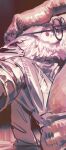 2026 ambiguous_anthro ambiguous_gender anthro arm_support backward_arm_support brown_background canid cropped dot_eyes duo eyewear full_version_at_paywall fur glasses half-length_portrait hands_on_another's_head hi_res kingarthur_i leaning leaning_backward male_(lore) mammal pointy_ears portrait restricted_palette round_glasses side_view simple_background simple_eyes snout solo_focus unknown_species wearing_glasses wizard_(kingarthur_i)
