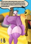 2026 antennae_(anatomy) anthro arthropod arthropod_abdomen bald big_breasts biped blurred_background blush blush_lines bodily_fluids breasts bug_fables clothed clothing dialogue digital_drawing_(artwork) digital_media_(artwork) duo english_text eyelashes female fingers front_view futes_(bug_fables) golden_toad head_markings hi_res huge_breasts huge_thighs hymenopteran insect male mantis markings moonsprout_games non-mammal_breasts open_mouth pink_body purple_body reference_image speech_bubble sweat text thick_thighs topwear wasp wasp_trooper_(bug_fables) wide_hips yellow_body