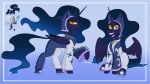 16:9 2026 4k absurd_res adversarial_noise back_wings blue_background blue_body blue_clothing blue_footwear blue_hat blue_headwear blue_mane blue_shirt blue_shoes blue_skin blue_topwear body_hair bodysuit chibi clothed clothing cosmic_hair cosplay dark_body digital_media_(artwork) disney equid equine ethereal_hair eyebrows eyelashes feathered_wings feathers female footwear friendship_is_magic full-length_portrait fur gradient_hair hair half-closed_eyes hasbro hat headgear headwear hi_res hooves horn horse jewelry long_hair looking_at_viewer mammal mane monochrome_body moon_symbol moonlight_kylin motion_lines multicolored_clothing multicolored_eyes my_little_pony mythological_creature mythological_equine mythology narrowed_eyes necklace nightmare_moon_(mlp) orange_eyes pony portrait pose princess princess_luna_(mlp) pupils raised_leg royalty shadow shirt shoes side_view simple_background sitting skinsuit smile solo spread_wings standing star sun_symbol teeth the_collector_(the_owl_house) the_owl_house three-quarter_view tight_clothing topwear two_tone_eyes white_clothing white_shirt white_topwear wide_eyed widescreen winged_unicorn wings wrinkles yellow_eyes