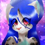  anthro eyebrows feline female fur hair kaliancia long_hair mammal pantherine pommieprincess simple_background snow_leopard spots spotted_fur 