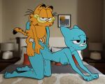  1girl animated animated_gif ass blue_fur blush bouncing_breasts breasts completely_nude cum furry furry_female garfield garfield_(character) highres kyde medium_breasts nicole_watterson no_panties non-web_source nude on_bed vaginal 