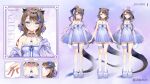  1girl airi_kanna airi_kanna_(3rd_costume) anmi artist_collaboration blue_chemise blue_eyes blue_jacket blue_ribbon blue_slippers blue_streaks breasts brown_hair chemise choker double_bun dragon_girl dragon_horns dragon_tail eastern_dragon_horns eastern_dragon_tail frilled_thigh_strap frills glasses hair_bun highres hood hooded_jacket horns jacket jewelry long_hair multicolored_hair necklace official_alternate_costume official_alternate_hairstyle official_art pro-p purple_ribbon purple_streaks ribbon ring side_ponytail sidelocks simple_background slippers small_breasts smile stellive streaked_hair tail thigh_strap virtual_youtuber 
