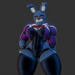 2026 3d_(artwork) animatronic anthro atumalaca big_breasts black_clothing black_legwear black_leotard black_thigh_highs blue_body bonnie_(fnaf) breasts camel_toe clothed clothed_anthro clothed_female clothing crossgender digital_media_(artwork) female five_nights_at_freddy's jacket lagomorph legwear leotard leporid looking_at_viewer machine mammal mtf_crossgender purple_clothing purple_jacket purple_topwear rabbit red_eyes robot scottgames solo teeth thick_thighs thigh_highs topwear wide_hips
