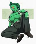 absurd_res big_breasts black_bra black_clothing black_underwear bottomwear bra breasts bunnemilk cleavage clothed clothing collar digit_ring electronic_arts elemental_creature eye_scar eyeshadow facial_scar female finger_ring flora_fauna flower flower_creature green_body hi_res huge_breasts humanoid jewelry leaf leaf_hair makeup open_clothing open_shirt open_topwear pants peablaze_(leafpaw) peashooter_(pvz) plant plant_hair plants_vs._zombies popcap_games pseudo_hair scar scars_all_over shirt siphon_(anatomy) solo spiked_collar spikes topwear underwear x_scar