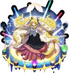  1girl ahoge artist_request audience black_skirt blonde_hair blue_eyes blue_ribbon breasts closed_mouth drill_hair drill_sidelocks emily_(mon-musu_quest!) full_body full_moon glowstick hair_between_eyes hair_ribbon idol light_blush long_hair long_skirt long_sleeves looking_at_viewer mansion mon-musu_quest! monster_girl monster_musume_td moon neck_ribbon official_art outstretched_arms ribbon scylla shirt sidelocks simple_background skirt small_breasts smile solo spread_arms stage stage_lights standing suction_cups tentacle_hair tentacle_legs tentacles third-party_source transparent_background very_long_hair water white_shirt 