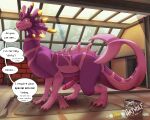 2026 alexander_(drag'n_wash) animal_genitalia aroused artist_logo artist_name blush blush_lines bodily_fluids claws colored dialogue digital_drawing_(artwork) digital_media_(artwork) digital_painting_(artwork) drag'n_wash dragon english_text erection feral fin full-length_portrait gator_dragon_games genital_fluids genitals green_eyes hatwolf hi_res knot larger_feral larger_male logo male male_feral mythological_creature mythological_scalie mythology nude painting_(artwork) penis portrait presenting purple_body purple_scales scales scalie shaded sheath signature size_difference solo speech_bubble standing tail text thick_thighs tremble_lines watermark