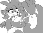 4chan_anon anthro anus bodily_fluids breasts butt canid canine cum cum_in_vagina cum_inside echoes_the_fennec_fox fan_character female fennec_fox fox genital_fluids genitals mammal monochrome navel nipples nude sega solo sonic_robo_blast_2 sonic_the_hedgehog_(series) tail true_fox vaginal vulva