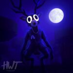 1:1 3d_(artwork) 99_nights_in_the_forest anthro antlers balls brown_body brown_fur deer_(99_nights_in_the_forest) digital_media_(artwork) erection full_moon fur genitals glans hi_res horn hrtiowastaken looking_at_viewer male mammal monster moon night open_mouth penis roblox solo