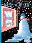 1997 anthro art_spiegelman black_eyes black_nipples breasts carrot carrot_nose clothing dot_eyes elemental_creature english_text female food hands_behind_head hat headgear headwear hi_res male melting mineral_fauna neon_sign night nipples outside plant poster scarf sign signature simple_eyes snow snow_creature snowing snowman solo text the_new_yorker vegetable window