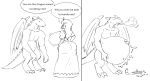 anthro anthro_pred before_and_after belly big_belly big_breasts big_butt breasts burp_cloud burping butt clothing comic crown discarded_clothing dragon duo english_text european_mythology female female_prey goldenkuji headgear huge_belly huge_breasts human human_prey instant_loss_2koma male male/female male_pred mammal membrane_(anatomy) membranous_wings monochrome mythological_creature mythological_scalie mythology navel oral_vore princess royalty same_size_vore scalie speech_bubble tail talking_to_another text tiara vore western_dragon wings