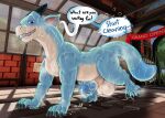 all_fours animal_genitalia animal_penis balls belly big_balls big_butt big_penis blue_body blue_scales bodily_fluids butt claws detailed_background dialogue dominant drag'n_wash dragon english_text equine_genitalia equine_penis erection feral genital_fluids genitals glistening glistening_body grin hi_res horn huge_balls huge_penis huge_thighs inside j_berd larger_dom larger_feral leaking_precum looking_at_viewer male male_feral musk musky_balls musky_penis mythological_creature mythological_scalie mythology nude paws penis precum presenting presenting_penis raised_leg raised_tail ryan_(drag'n_wash) scales scalie sheath size_difference smile smug standing sweat sweatdrop sweaty_body sweaty_butt sweaty_genitalia sweaty_legs sweaty_thighs tail text thick_thighs wet