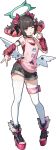  1girl aria_(human)_(zenless_zone_zero) aria_(zenless_zone_zero) arm_belt arm_warmers bare_shoulders black_bow black_choker black_hair black_sandals black_shorts bow character_print choker colored_inner_hair footwear_bow full_body gyaru_v hair_bow halo hand_up high_heel_sandals high_heels highres legband looking_at_viewer medium_hair multicolored_hair nangong_yu nangong_yu_(heartfelt_support) official_alternate_costume official_art open_mouth pink_bow pink_hair pink_sandals platform_sandals red_arm_warmers red_bow red_eyes red_nails sandals shorts simple_background sleeveless smile solo standing striped_arm_warmers sunna_(zenless_zone_zero) thighhighs toeless_legwear transparent_background two-tone_hair two-tone_sandals v white_thighhighs white_wings wings x_(symbol) zenless_zone_zero 