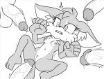 4chan_anon anonymous_artist anthro balls bodily_fluids breasts canid canine erection fan_character female fox genital_fluids genitals guinevere_gwen_the_fennec human human_on_anthro interspecies male male/female mammal monochrome navel nipples nude penis precum scared sega sonic_the_hedgehog_(series) spread_legs spreading vaginal vulva