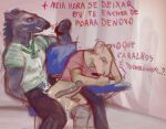 agouti anal anal_penetration anthro bodily_fluids checking_time classroom classroom_nudity clothed clothing cum cum_drip cum_in_ass cum_inside cum_on_clothing cum_on_penis desk dialogue digital_media_(artwork) digital_painting_(artwork) dripping duo electronics excessive_cum excessive_genital_fluids furniture genital_fluids genitals internal internal_anal male male/male mammal monitor nervous nervous_look painting_(artwork) penetration penis questionable_consent school school_desk shaking shivering table tapir writing_text