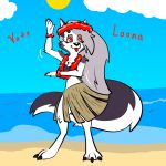 /co/ 1:1 2026 3_toes 4_fingers 4chan absurd_res accessory anthro arm_tuft arms_bent bare_shoulders barefoot beach big_tail black_body black_claws black_ears black_fur black_nose black_tail blep blue_clothing blue_sky blue_topwear blue_tube_top bottomwear canid canid_demon canine character_name chest_tuft claws clothed clothed_anthro clothed_female clothing cloud dancing day demon detailed_background digital_drawing_(artwork) digital_media_(artwork) digitigrade elbow_tuft english_text eyelashes feet female fingers fully_clothed fully_clothed_anthro fully_clothed_female fur fur_tuft glistening glistening_nose grey_bottomwear grey_clothing grey_hair grey_skirt hair half_dime headband hellaverse hellhound helluva_boss hi_res humanoid_hands iris light_body light_fur light_hair long_eyelashes long_hair looking_at_viewer loona_(helluva_boss) mammal motion_lines motion_outline ms._co_(4chan) multicolored_body multicolored_fur multicolored_tail mythological_canine mythological_creature mythology notched_ear outside pointy_ears prick_ears pupils red_headband red_sclera red_text red_tongue red_wristband sand sea skirt sky smile smiling_at_viewer snout solo standing sun tail text toe_claws toes tongue tongue_out topwear tube_top tuft two_tone_body two_tone_fur two_tone_tail water white_clouds white_eyes white_inner_ear white_tail wristband