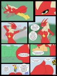 3:4 ambiguous_gender anthro anus beedrill beehive blaziken breasts butt comic dialogue duo english_text female generation_1_pokemon generation_3_pokemon genitals hi_res humanoid nintendo nipples nude pokemon pokemon_(species) red_body stinger story_at_source text vulva zenu