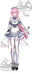  1girl aemeath_(wuthering_waves) ahoge apron black_shoes breasts closed_mouth commentary_request dress enmaided full_body grey_dress hair_ornament highres large_breasts long_hair looking_at_viewer maid maid_headdress omelet_tomato orange_eyes pink_hair ponytail shoes simple_background smile solo standing star-shaped_pupils star_(symbol) symbol-shaped_pupils tacet_mark_(wuthering_waves) thighhighs watermark white_background white_thighhighs wuthering_waves 