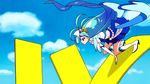  1girl animated animated_gif blue_eyes blue_hair cure_mermaid fighting go!_princess_precure kaidou_minami kick kicking long_hair magical_girl midriff navel ponytail precure solo very_long_hair zetsuborg 