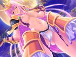  1girl :o armor bdsm blush bondage bound breasts broken_armor chain closed_eyes crucifixion dutch_angle faulds full_moon game_asset gloves gold_armor kinmedai_pink large_breasts long_hair magical_girl moon navel night nipples non-web_source official_art open_mouth outdoors panties pauldrons pink_hair seiryuu_tenmu self-datamine shoulder_armor shouryuu_senki_tenmu skirt solo standing torn_clothes torn_skirt underwear variant_set very_long_hair visual_novel_cg white_panties 