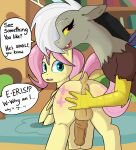  2026 absurd_res animal_genitalia animal_penis anus balls butt butt_grab chimera crossgender dialogue discord_(mlp) dock_(anatomy) draconequus duo embarrassed english_text equid equine equine_genitalia equine_penis erection fangs female feral fluttershy_(mlp) friendship_is_magic ftm_crossgender genitals grey_hair hair hand_on_butt hasbro hi_res horse inside looking_at_viewer looking_back looking_back_at_viewer male male/female mammal medial_ring mtf_crossgender my_little_pony mythological_creature mythological_equine mythology open_mouth pegasus penis pink_hair pony red_eyes speech_bubble standing tail talking_to_viewer teeth text tjpones wings yellow_body yellow_sclera 