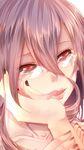  black_sclera face glasses kamishiro_rize lips long_hair looking_at_viewer red_eyes sakurapain6918 solo_focus tokyo_ghoul tongue tongue_out 