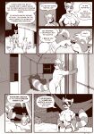 2019 aiko_(itna) angry anthro bed big_breasts black_mask bottomwear breasts casual_nudity clothed clothing comic curtains dialogue digital_media_(artwork) english_text featureless_breasts featureless_crotch female forest frown fur furniture group hay hi_res hut ikoti_(itna) in_the_new_age inside jewelry kitikochata kneeling loincloth male mammal markings monochrome muscular muscular_anthro muscular_male necklace necklace_only night nose_to_nose nude outside plant pots procyonid raccoon rick_griffin rikitakawi ring_(marking) ringed_tail robe robe_only scared scowl smoke standing striped_markings striped_tail stripes swallowing tail tail_markings text threatening topless town tree village