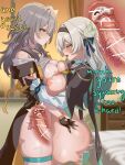  2girls absurdres afterimage ahegao ass asymmetrical_docking bar_censor belly-to-belly black_hairband black_jacket breast_press breasts censored clothed_sex clothes_lift commentary cross-section cum cum_in_pussy deep_penetration deep_skin ejaculation femdom firefly_(honkai:_star_rail) from_side futa_with_female futanari grabbing_another's_arm grabbing_another's_ass gradient_hair green_hair grey_shirt groping hair_ornament hairband hand_on_another's_hip highres honkai:_star_rail honkai_(series) internal_cumshot jacket large_breasts large_penis looking_at_another multicolored_hair multiple_girls nipples o-mochikaeri open_mouth parted_lips penis sex shirt shirt_lift standing standing_missionary standing_sex stelle_(honkai:_star_rail) sweat thigh_strap tongue tongue_out trailblazer_(honkai:_star_rail) twitching vaginal yellow_eyes 
