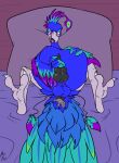 2018 anal anal_vore animal_genitalia animal_penis anthro avian avian_feet balls beak bed belly big_belly big_pillow big_tail biped bird black_penis blue_body blue_feathers canine_genitalia canine_penis claws duo erection feathered_wings feathers front_view fuf furniture galliform genitals hand_on_belly hand_on_own_belly head_feathers hi_res huge_belly inside knot looking_at_viewer lying lying_on_bed male masturbation mismatched_animal_penis mismatched_genitalia mismatched_penis multi_knot nude on_back on_bed peafowl penile penile_masturbation penis phasianid pillow pink_beak tail tail_feathers toe_claws vore winged_arm wings