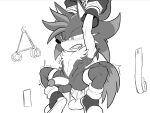 4chan_anon anal anal_penetration angry anonymous_artist anthro balls bodily_fluids canid canine canis clothing cuff_(restraint) cum cum_in_ass cum_inside duo fan_character footwear genital_fluids genitals gloves handcuffs handwear male male/male mammal metal_cuffs monochrome penetration penile penile_penetration penis_in_ass restraints sega shoes sonic_the_hedgehog_(series) tail wolf
