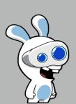 2018 anthro belly blue_belly blue_eyes blue_inner_ear blue_sclera buckteeth cel_shading colored crossover digital_drawing_(artwork) digital_media_(artwork) english_description featureless_crotch featureless_legs fist full-length_portrait fur grey_background happy lagomorph light lighting long_ears looking_at_viewer male male_anthro mammal mario_bros mario_plus_rabbids_kingdom_battle mitten_hands multicolored_body nintendo no_pupils noseless nude nude_anthro nude_male open_mouth open_smile portrait rabbid raving_rabbids rayman_(series) red_tongue shaded short_legs simple_background smile smiling_at_viewer solo spawny standing teeth thekingofscares three-quarter_view tongue two_tone_body ubisoft white_body white_fur