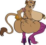 alpha_channel anthro big_breasts big_butt breasts butt clothing disney ear_piercing felid female footwear hi_res high_heels jewelry lion mammal marnic nipple_piercing nipples pantherine piercing sarabi_(the_lion_king) shoes solo the_lion_king