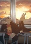  avian bird comic cover duo eagle first_page front_cover harusuke kemono lagomorph mammal rabbit school size_difference sunset uniform 
