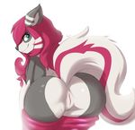  2015 absurd_res anthro butt canine cyan_eyes derpah female hair hi_res mammal nude pink_hair pussy smile solo wolf 