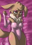  2015 anthro big_breasts breasts brown_fur canine clothed clothing cute eevee female fur hair long_ears looking_at_viewer mammal nintendo open_mouth pok&eacute;mon solo tongue video_games virate-chip 
