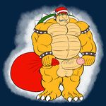  abs anthro balls belly biceps bowser chubby claws erection horn horny koopa krosbar_(artist) male mario_bros musclegut muscles nintendo nude overweight pecs penis reptile santa_claus scalie shell smile solo spikes standing teeth turtle video_games 