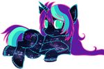  ahoge andromeda blue_hair equine fuzzy green_eyes green_hair hair horn horse long_hair mammal multicolored_hair my_little_pony pony purple_hair sleepymomo solo space star unicorn 