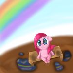  2014 crying earth_pony equine female feral friendship_is_magic hair horse long_hair mammal my_little_pony outside pink_hair pinkamena_(mlp) pinkie_pie_(mlp) pony puddle rainbow sitting smile solo tears ushiro_no_kukan 