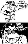  ape bandanna donkey_kong_(series) english_text eyewear funky_kong male mammal monochrome nintendo primate solo sunglasses text video_games 